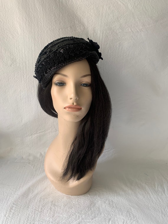 Buy Black Vintage Inspired 1950s-1960s Half Hat for Bridal 