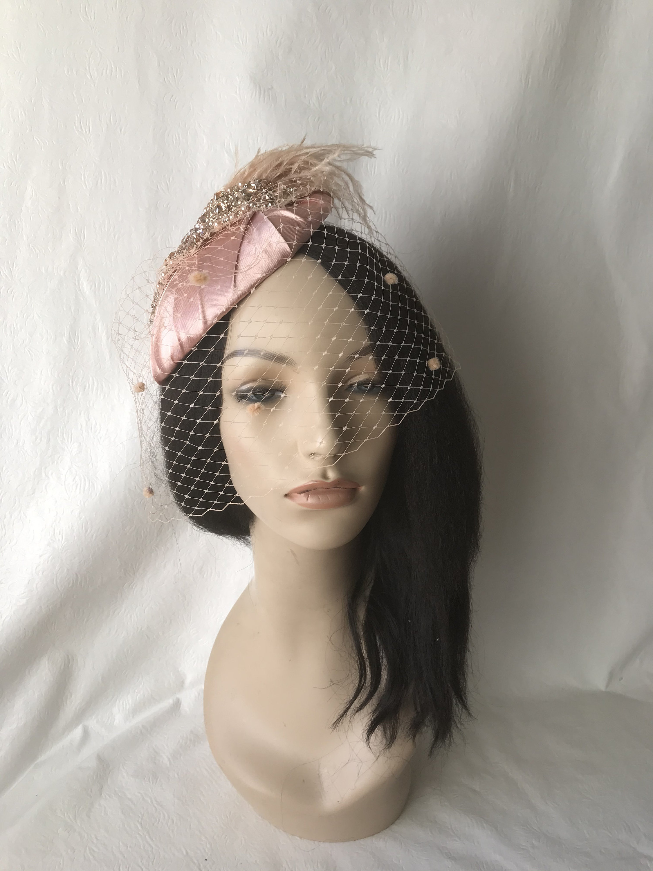 Vintage Style 1950 Blush Pink Peach Ostrich Feather 