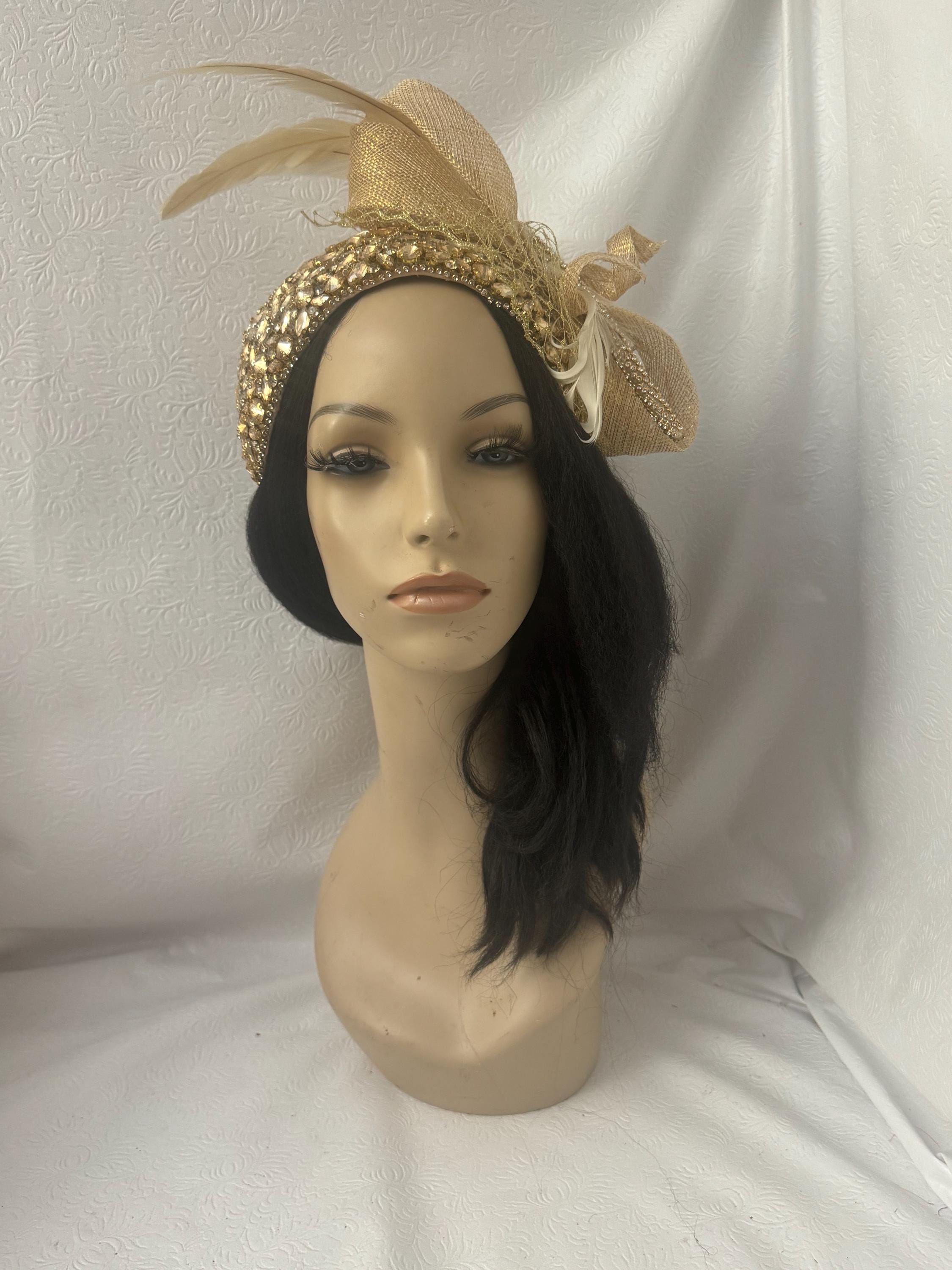 Vintage CHAMPAGNE Italy Brocade Sequin Bow Women’s Hat 2025 Elegant, Chic Mother of The Bride Dresses Tagged  main image 2