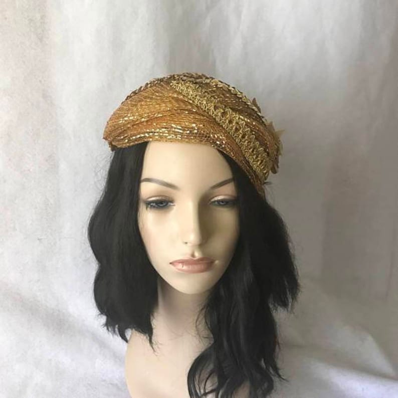Gold Bridal Hat Gold Vintage Inspired 1950s-1960s Half Hat Gold fascinator hat Gold Wedding hat,Gold Church hat Gold Straw Mesh hat