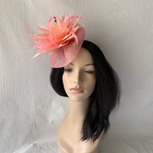 Blush Pink Fascinator with Pheasant Feather, Women's Tea Party Hat, Church Hat, 2024 Derby Hat, Fancy Hat, Pink Hat, Tea Party Hat, wedding hat