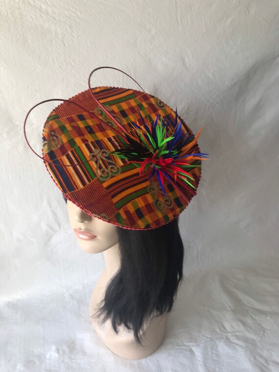 Ankara Flat Wide Brim Fascinator Hat 