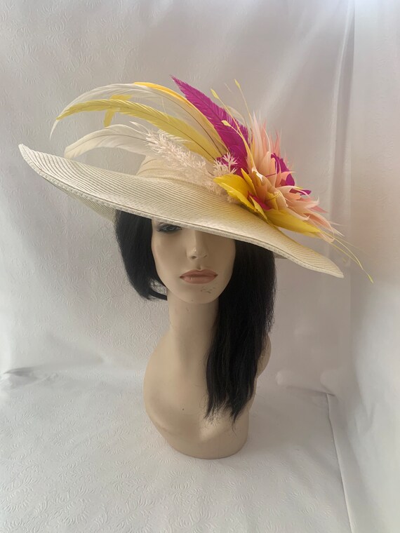 Cream and Pink Wide-Brimmed Sun Hat Women main image 4