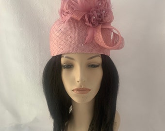 Mauve pink church hat for women, Dusty rose Mother of the bride wedding hat, Elegant Sunday church hat, tea party hat, Formal hats