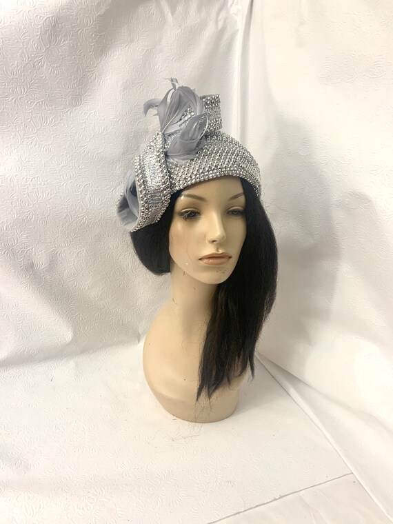 METALLIC SILVER HAT | WITH FANCY BOW s-l400.jpg main image 3
