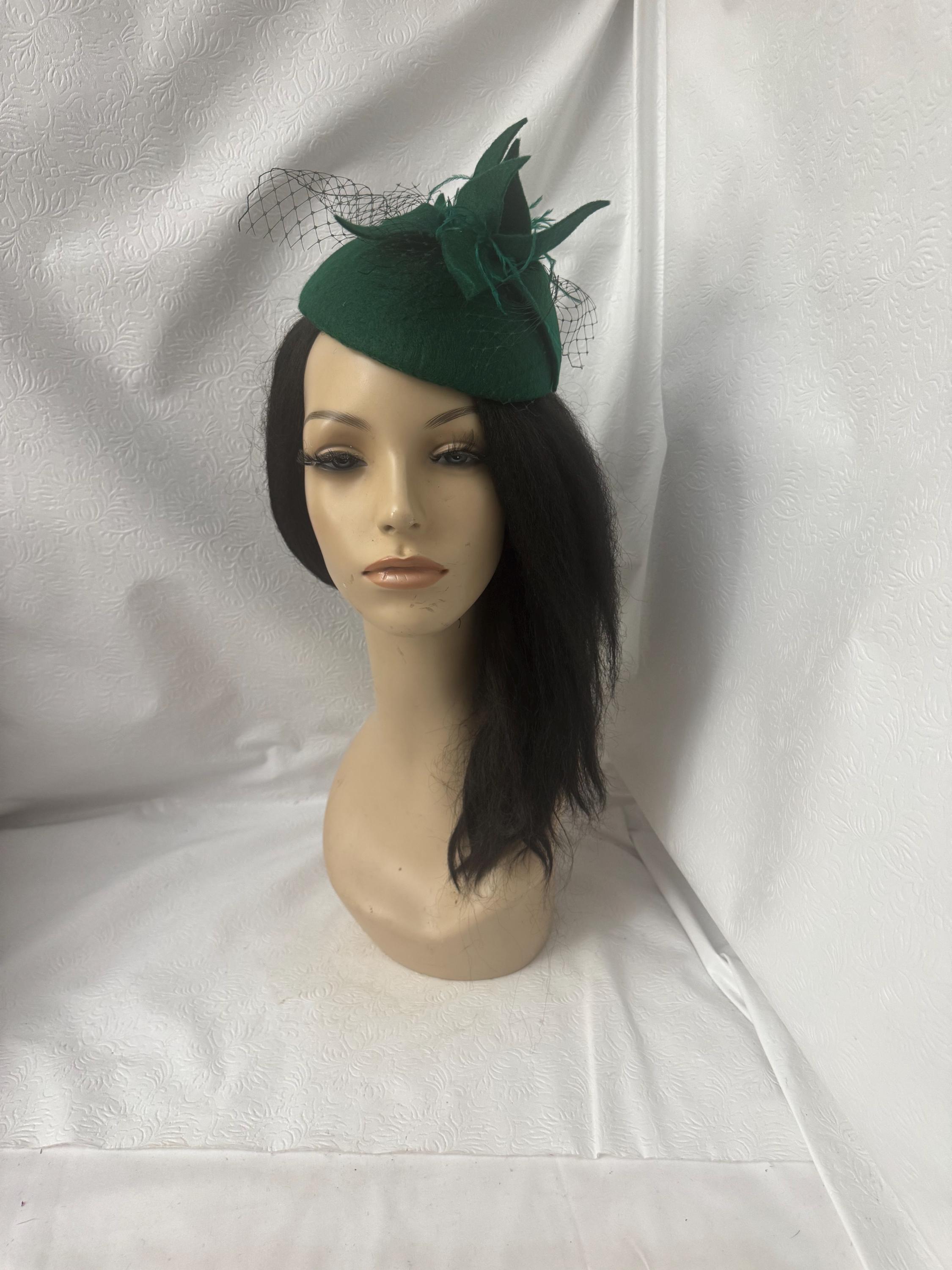 Fascinator Church Derby Hat Pillbox Hats Dark Green Z&X Women main image 3