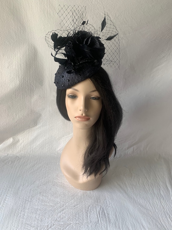 Black Fascinator Hat Rhinestone Dotted Veil for Kentucky  display picture 2