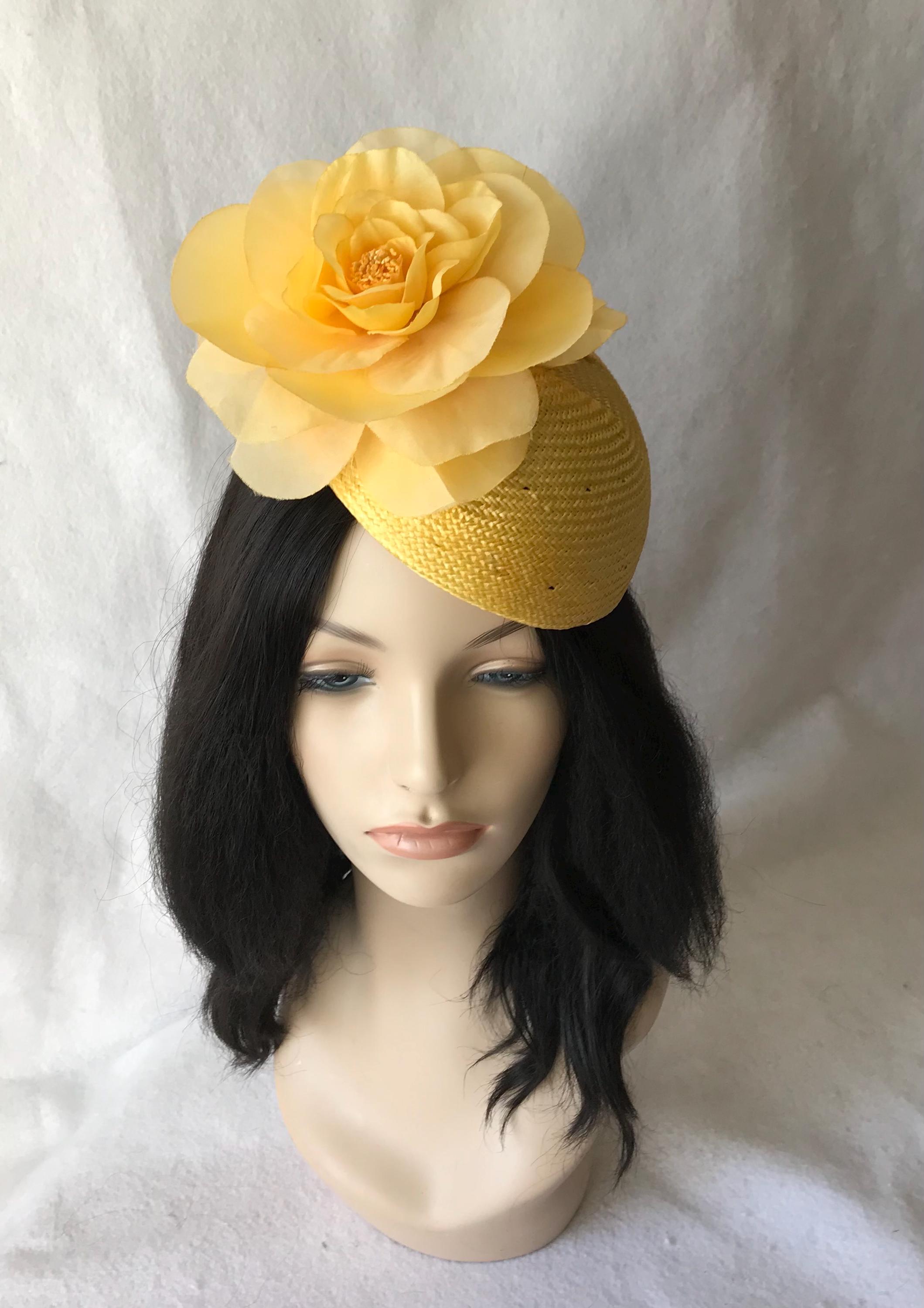 Fascinator Church Derby Hat Pillbox Hats Yellow SD28A ( Yellow gold hat ) Kentucky Derby Hat, Church Hat  main image 2