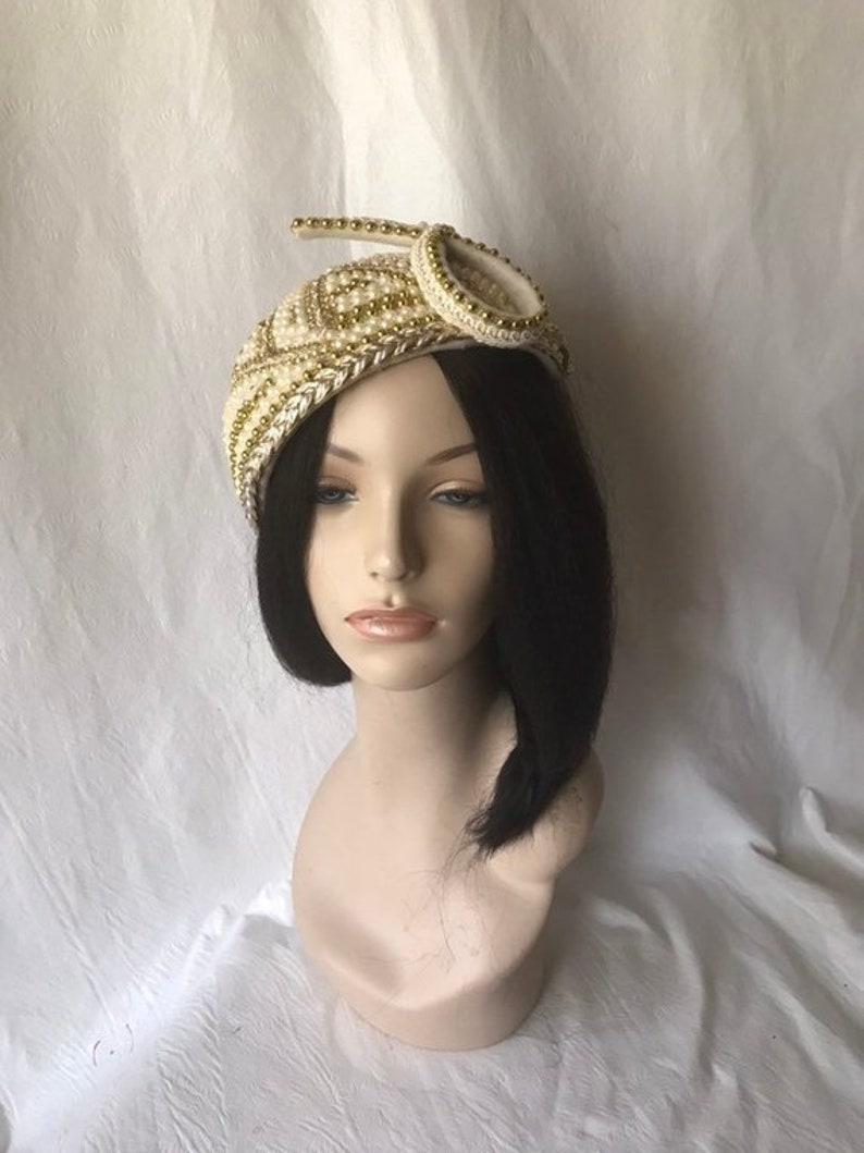 Ivory and Gold Fascinator Hat 1950s Vintage Half Hat Bridal - Etsy