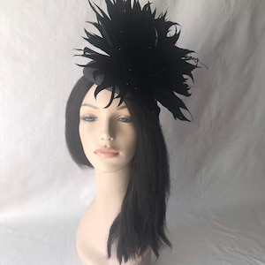 Black feather Fascinator hat, Mother’s Day Church hat, Bridal hat, Races Hat, Wedding hat, Tea Party hat, Editorial Photoshoot headpiece