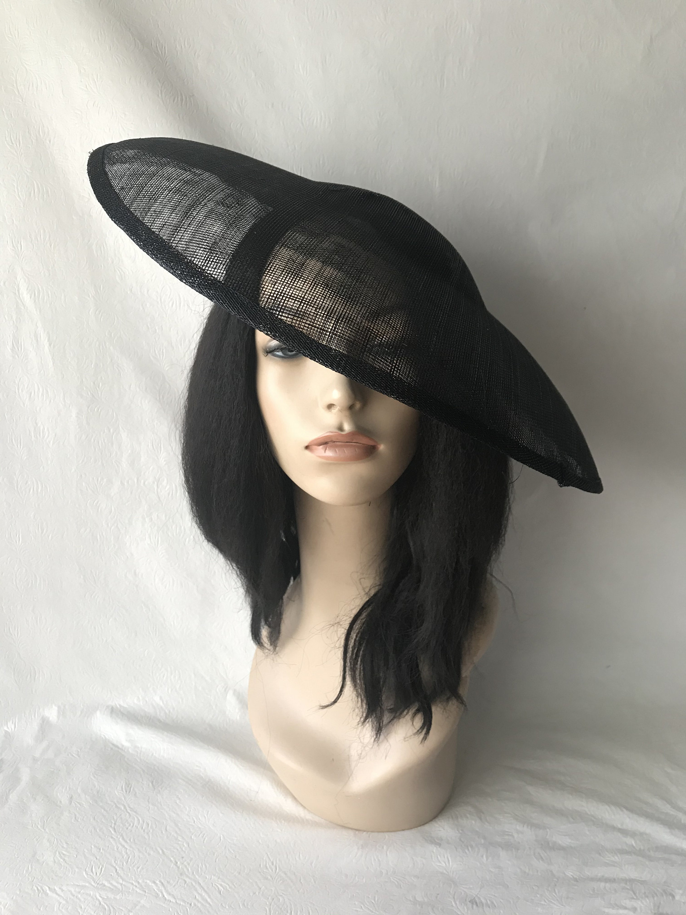 Black Wide Brim Fascinator Black Fascinator Hat Funeral Hat Etsy UK