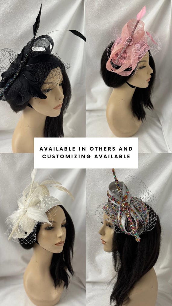Elegant Gray Fascinator w Floral Design Bow Derby Church Tea Headband Headwear Ludlz Women Hat Organza Flower Wide Brim Fascinator Hats for  main image 3