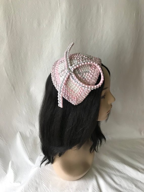 Pink Fascinator Vintage Half Hat 1950 