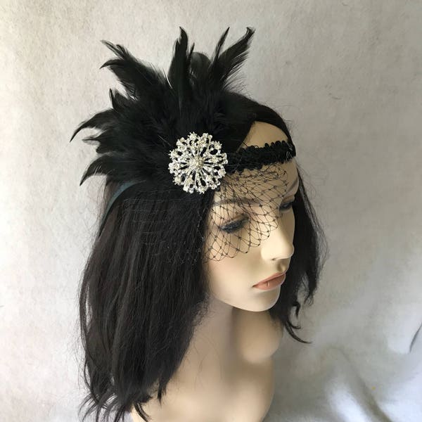 black flapper headpiece