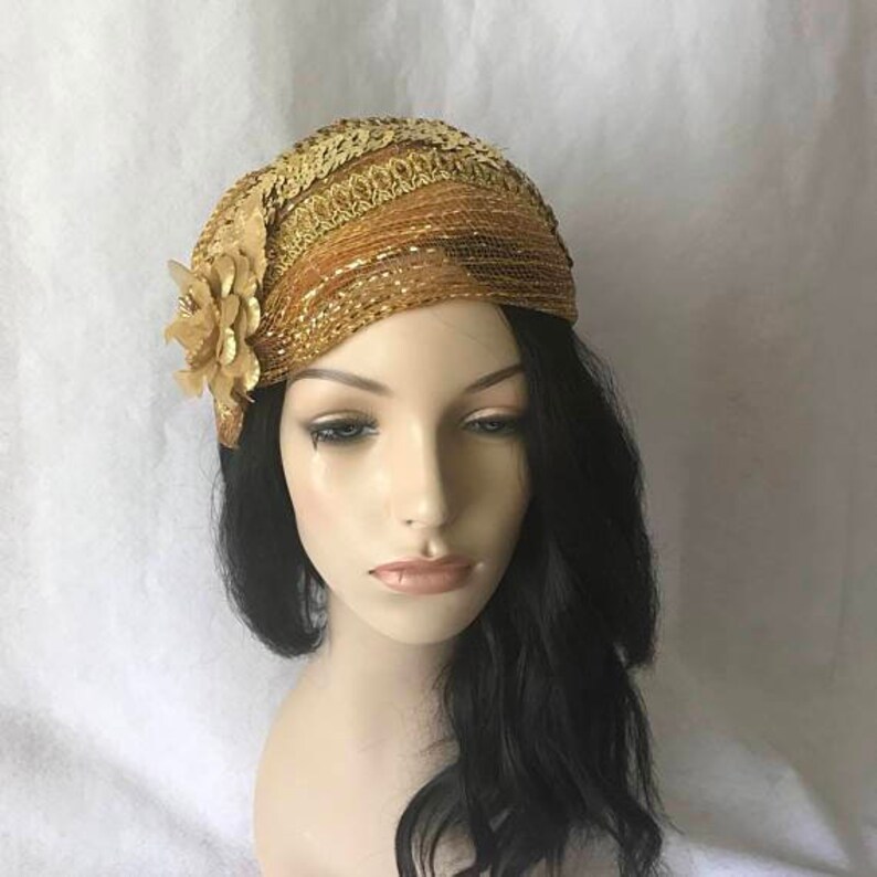 Gold Bridal Hat Gold Vintage Inspired 1950s-1960s Half Hat Gold fascinator hat Gold Wedding hat,Gold Church hat Gold Straw Mesh hat