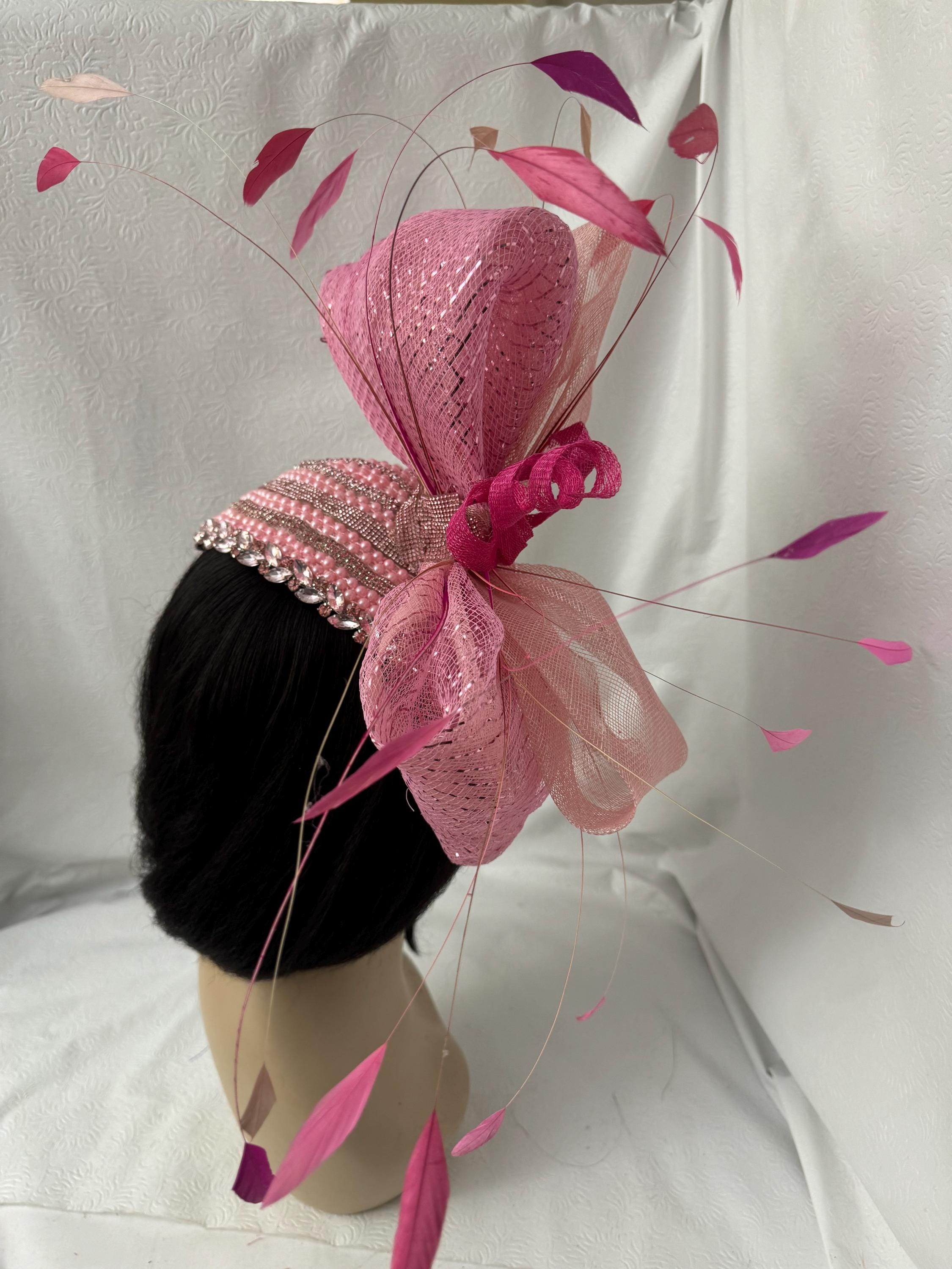 Pink Extra Large Bow Statement Kentucky Derby Fascinator Hat  display picture 1