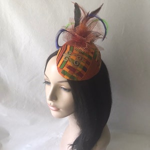 African fascinator, African print headpiece, Black Women hat, African headwrap hat,african print hat, african print fabric,Ankara fascinator