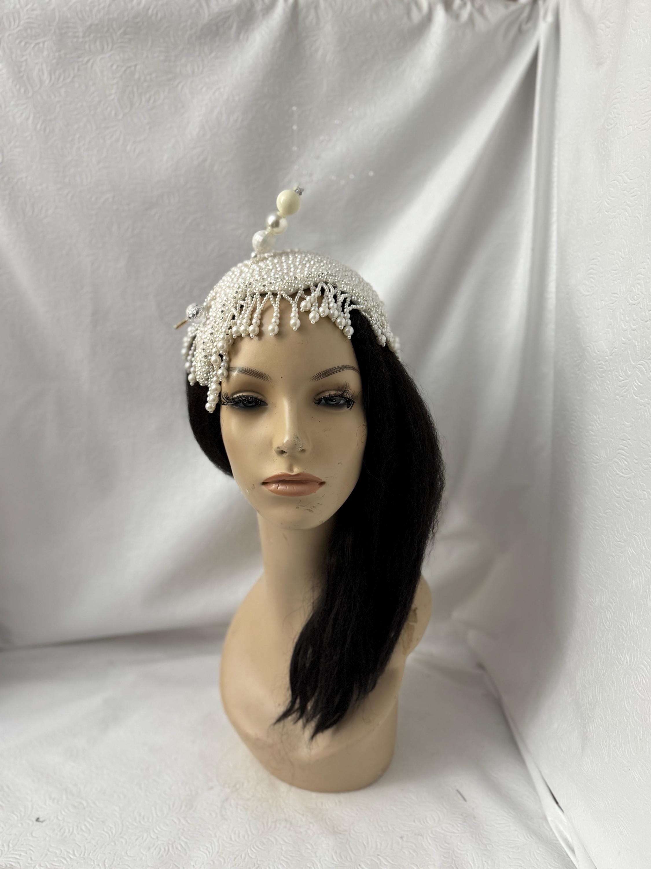 White Flapper Beaded Headpiece - Etsy