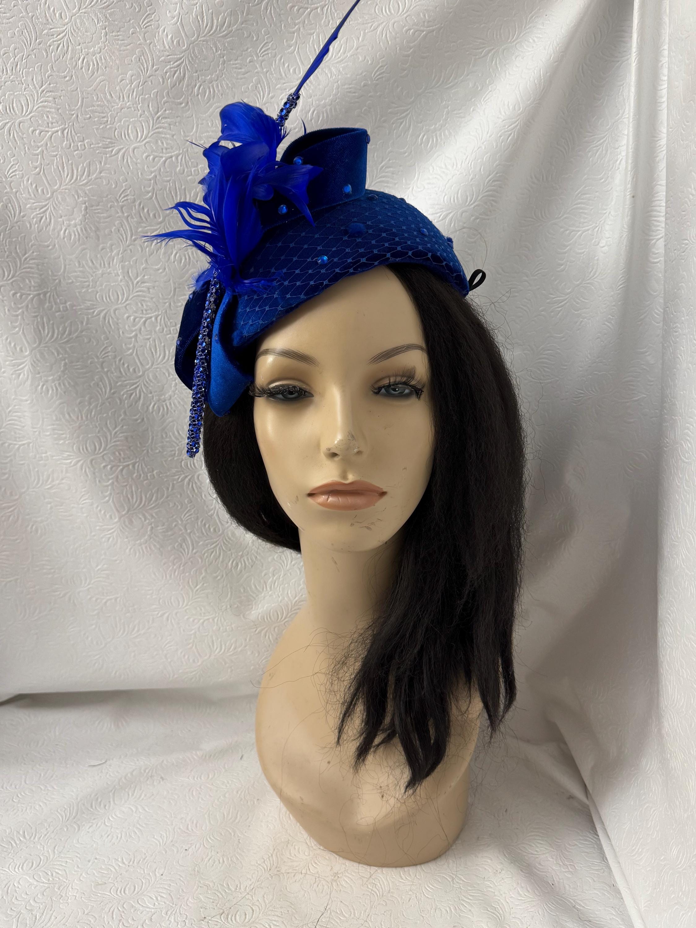 COGIC Pill Box Hat With Hat Pin Pillbox Hat With Net VEIL and mesh bow with rhinestones  main image 4