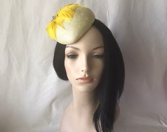 Yellow Kentucky derby fascinator hat for women, Hat for races, Ladies Church hat, tea party hat for Mother's Day Gift