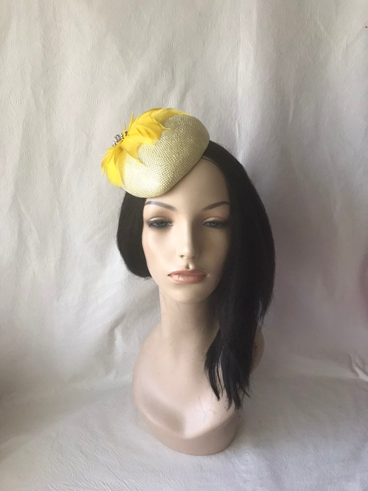 Blue and Yellow fascinator, Kentucky Derby, Ascot, Derby Party, Races