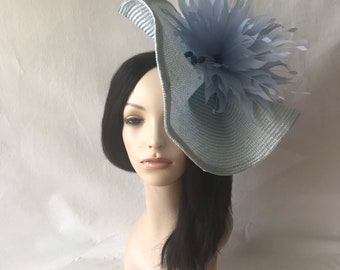 Pastel blue fascinator hat for Kentucky Derby hat, Women’s church hat, Tea Party hat, Mother of the bride wedding hat, Photo shoot headpiece