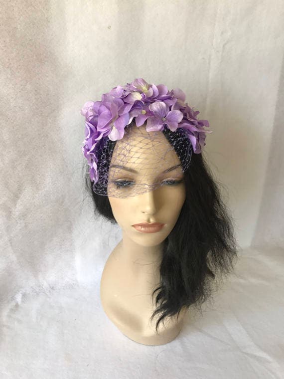 Vintage Inspired Purple Fascinator Purple Feather Fascinator Hat: Derby, Wedding, Tea Party - Etsy main image 2