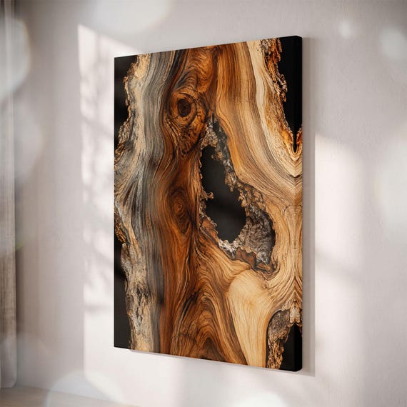 Rustic Wood Grain Canvas Print, Organic Earthy Wall Art, Cabin Decor