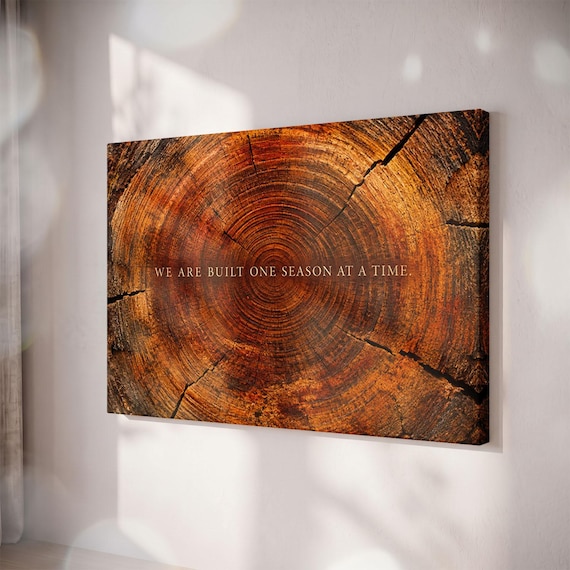 Tree Rings Canvas Print, Rustic Wood Grain Wall Art, Inspirational Quote Decor
