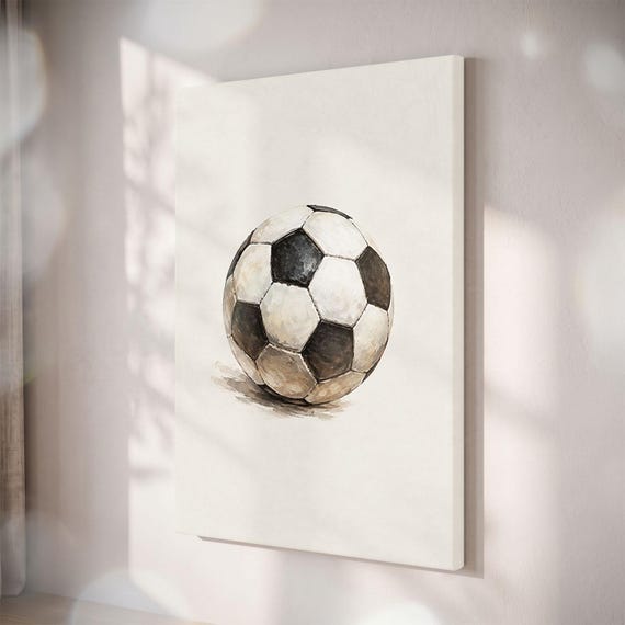 Vintage Soccer Ball Canvas Print, Sports Wall Art, Boys Room Decor