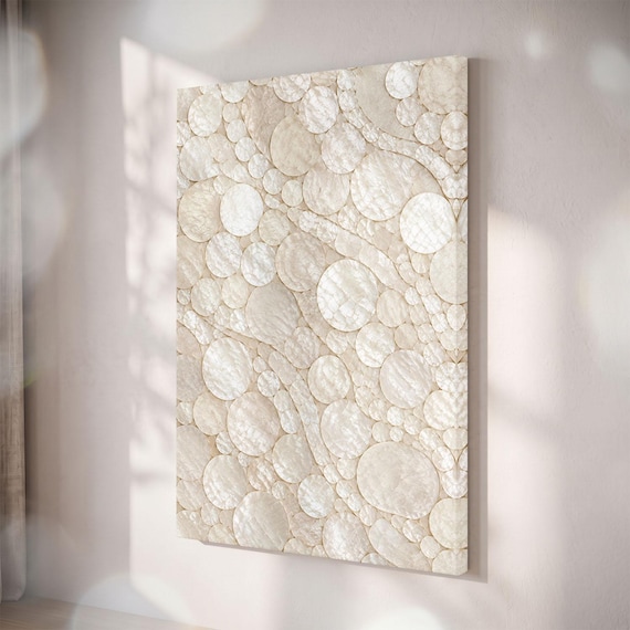 Mother of Pearl Canvas Print, Neutral Shell Texture Wall Art, Minimalist Coastal Decor