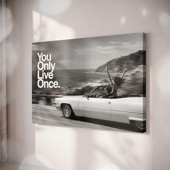 Vintage Car Road Trip And Black And White Coastal Art