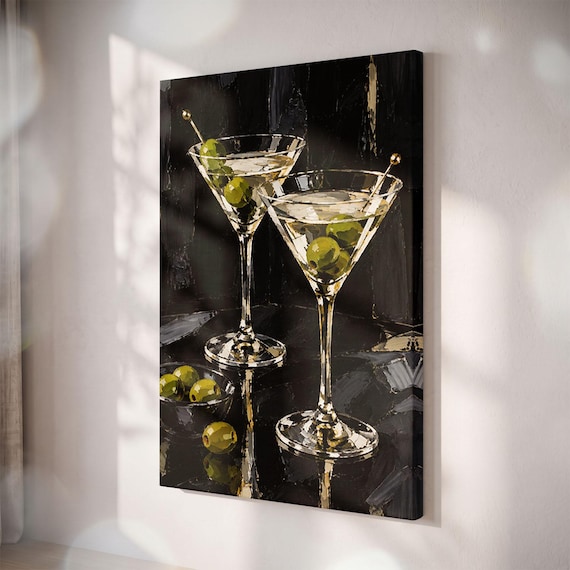 Dirty Martini Canvas Print, Speakeasy Bar Wall Art, Moody Cocktail Decor