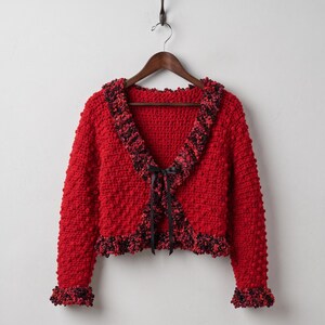 Festive Ruby Red Crochet Bolero Pattern | Elegant Holiday Shrug Jacket (Sizes S to 3XL)