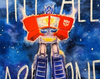 Transformers Optimus Prime - impressão artística em aquarela