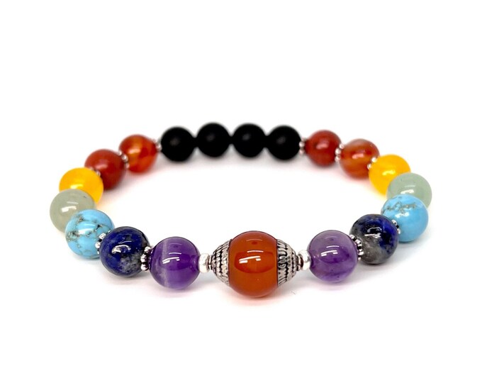 Chakra Gemstone Mala Bracelet, Dainty Crystal Jewelry for Energy Metaphysical Healing, Meditation, Yoga, Gift for Her