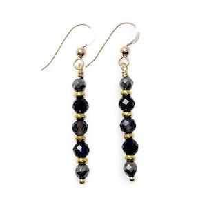 Empath Protector Earrings 14k Gold Filled or Sterling Silver Option, Black Tourmaline, Smoky Quartz, Pyrite, Gift for Her, Birthday