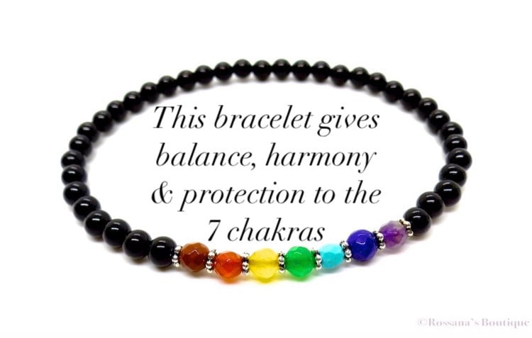 7 Chakra Bead Bracelet: 4mm Gemstone Gift, Energy Healing and Balance, Gold and Silver Option
