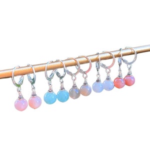 Genuine Moonstone Hoop, Dainty Silver Drop Earrings, Peach White Green Tan Orange Moonstone, June Birthstone, Gemini