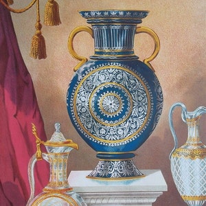 BOHEMIAN GLASS from Vienna Austria - 1876 COLOR Print Philadelphia World Fair Exposition