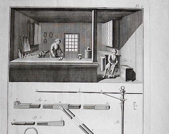 1763 DIDEROT Original (3) Three Prints - LEATHER Goods Manufacture View of Shop Making Hats Bags Cutting Skins