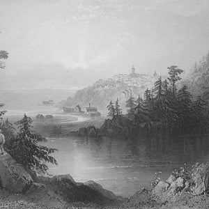 CANADA Lily Lake at St. John - 1842 Antique Print Engraving by Bartlett