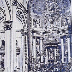 MEXICO CITY Shrine of Our Lady of Guadalupe Church Interior View - SCARCE 1890 Original Antique Print Intaglio 10.5 x 15&quot;