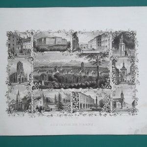 SWITZERLAND Bern Multiple Views - 1870 Antique Print Intaglio Engraving