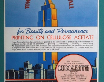 1940 Color Advertisement - HOPP PRESS Inc of New York Printers Empire State Bldg Cellulose Acetate Paper