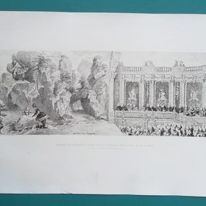 MADAME POMPADOUR in Play Acis & Galatea Royal Court of King Louis XV - 1883 Original Etching Print after Cochin