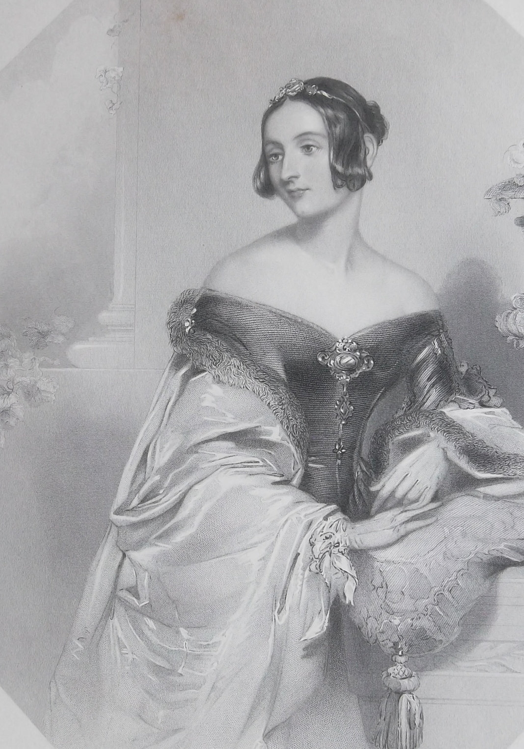 QUEEN VICTORIA'S Court Beauty Henriette Beaujolois Countess of Charleville - 1849 SUPERB Quality Portrait Print Engraving
