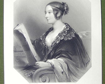 LADY AUGUSTA GORDON of Royal Court of Queen Victoria - 1860s Superb Quality Antique Print