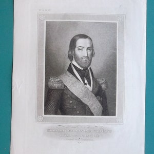 FRANCOIS d&#39;ORLEANS French Navy Admiral Brought Napoleon Remains from St. Helena - c 1845 Engraving Intaglio Original German Print