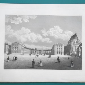 PARIS Versailles Palace France - 1857 SCARCE Steel Engraving Antique Print